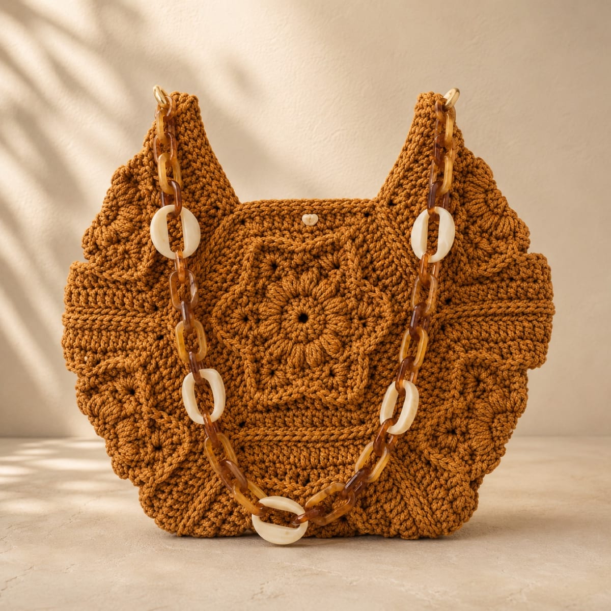 Bolsa de crochê Ipê na cor Ocre — Bolsa de ombro feita à mão